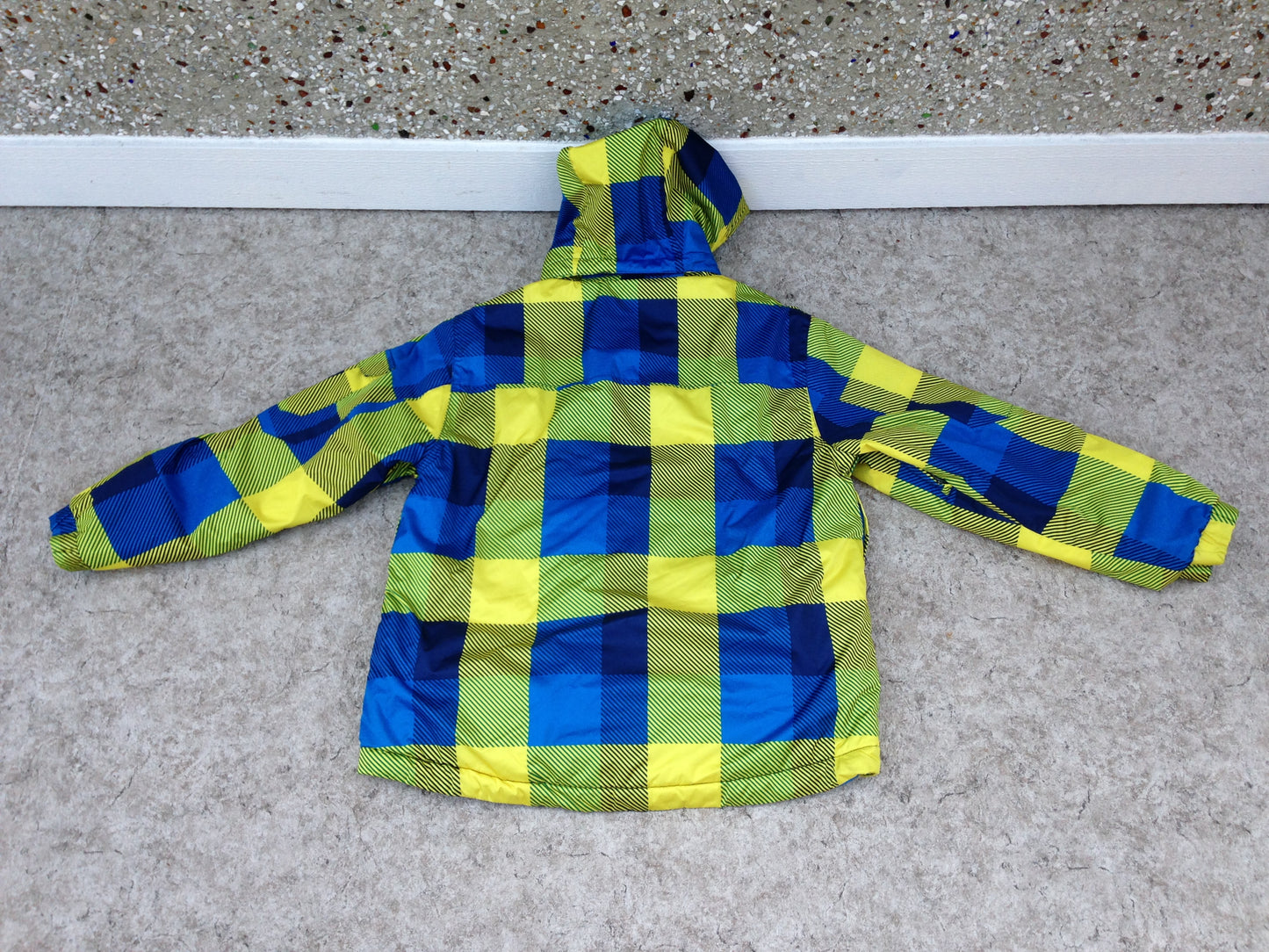 Winter Coat Men's Size Large Athletic Blue Lime Snowboarding With Snow Belt Excellent