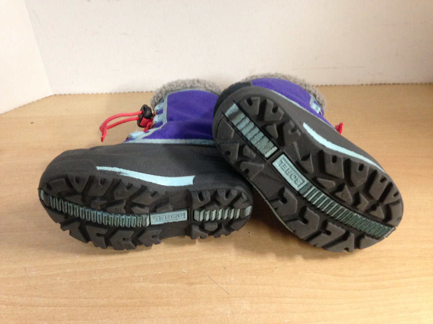 Winter Boots Child Size 8 Sorel Toddler Purple Grey Excellent