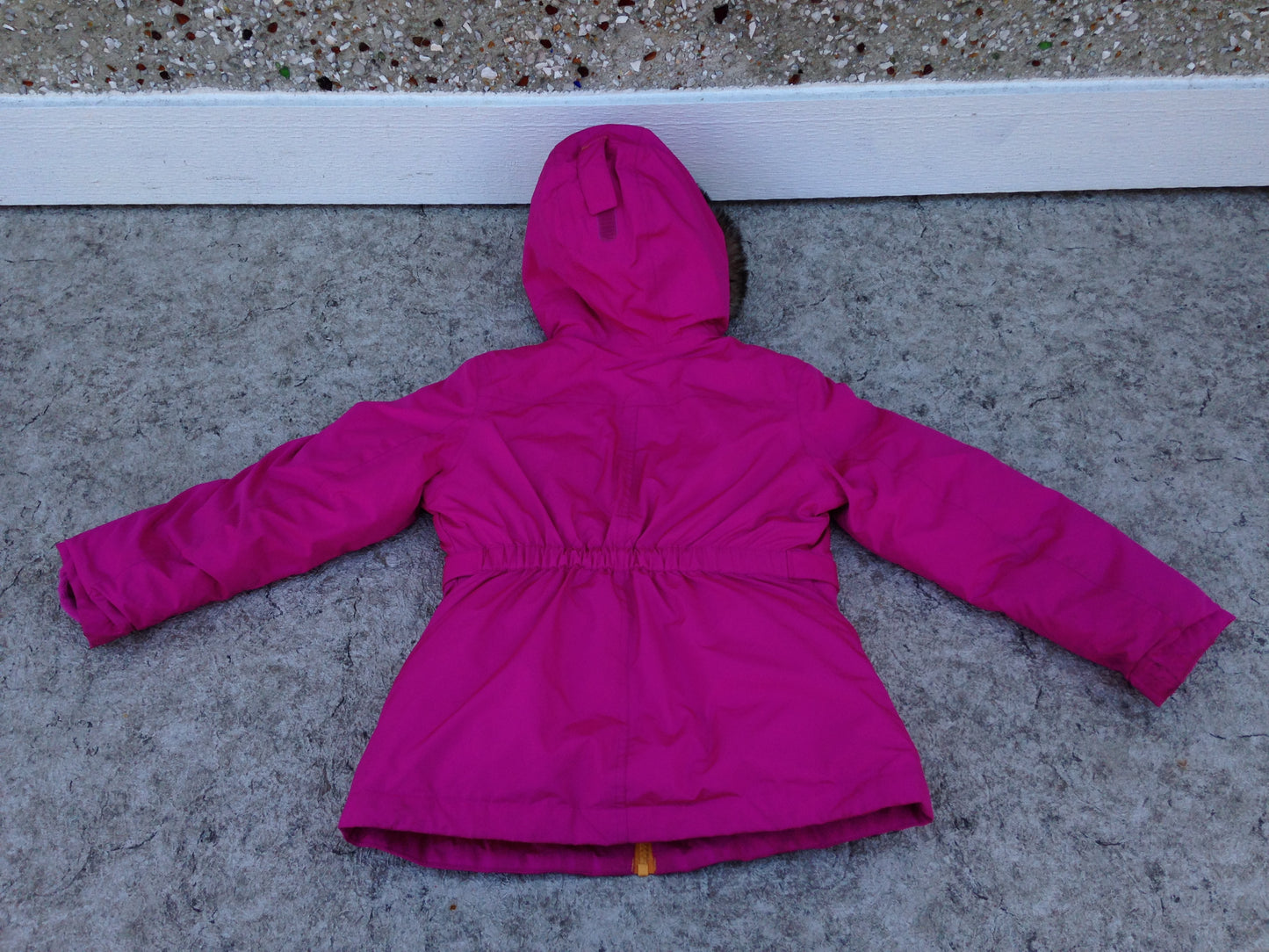 Winter Coat Child Size 5-6 Lands End Parka Fushia Cream With faux Fur New Demo Model