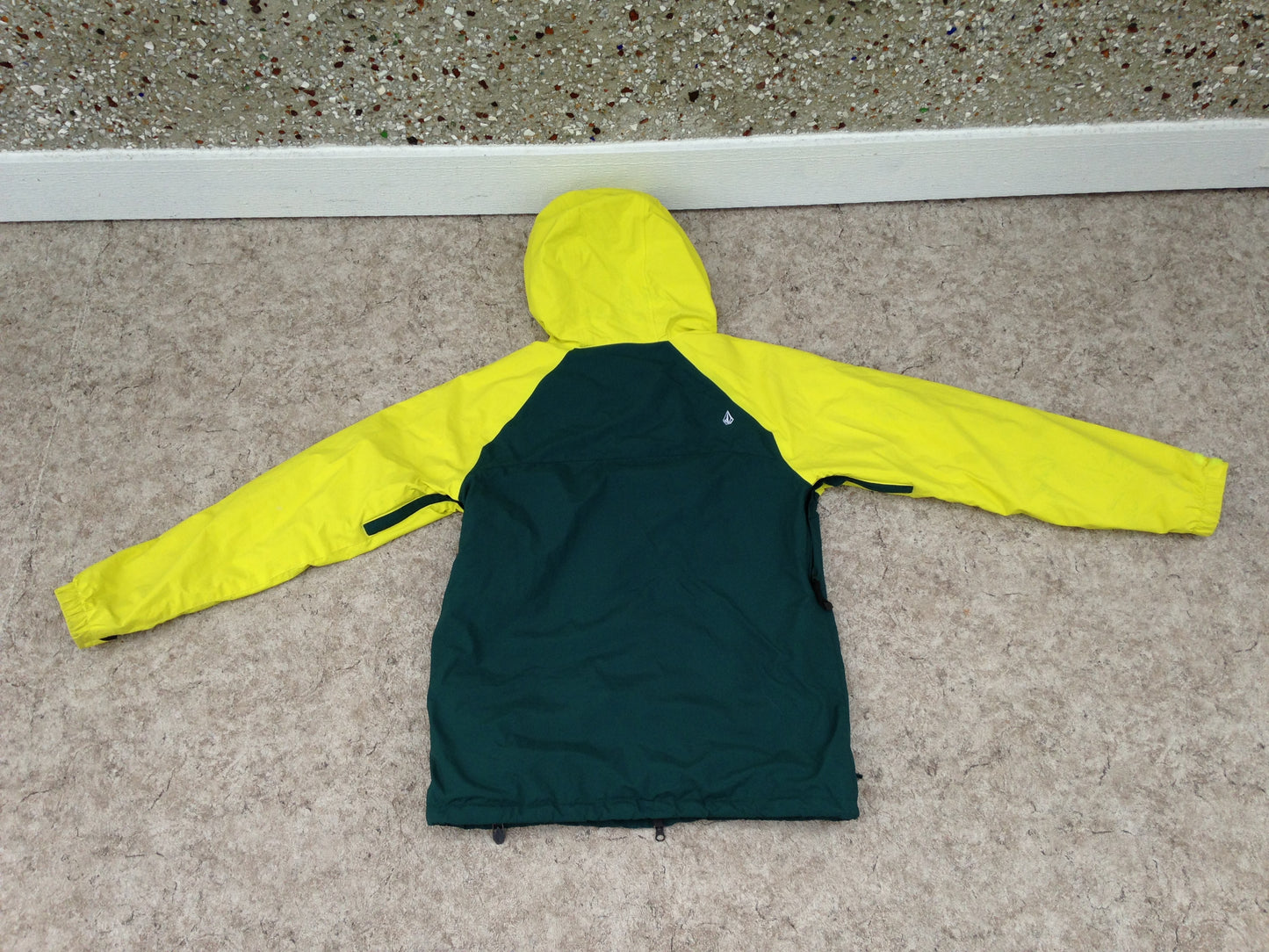 Winter Coat Men's Size Small Volcom With Snow Belt Snowboarding Yellow Green Red Excellent