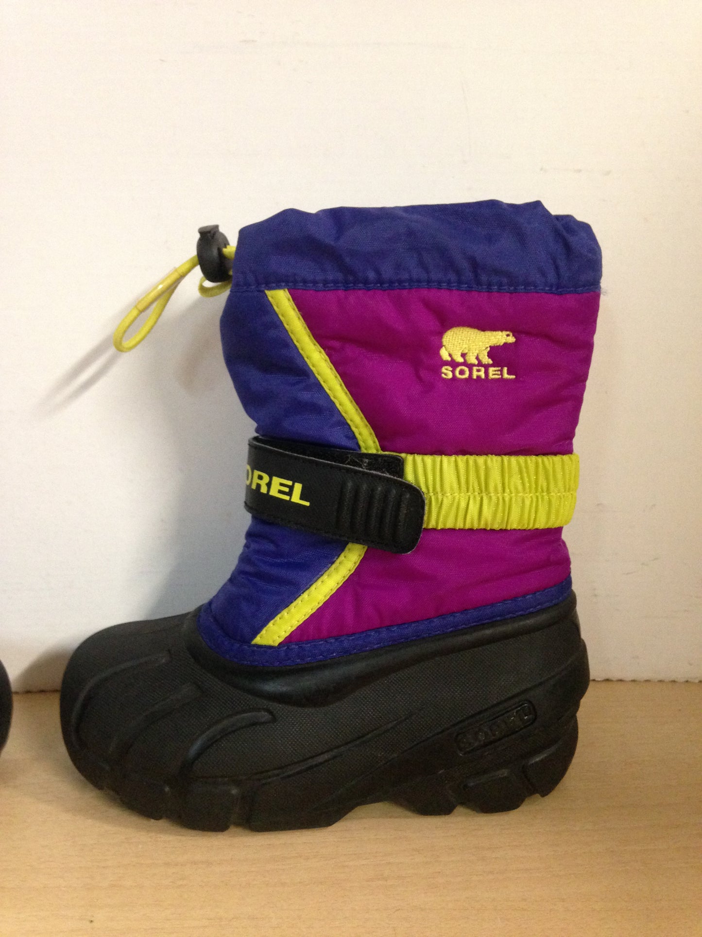 Winter Boots Child Size 11 Sorel Pink Purple and Lime With Liner Excellent