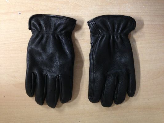 Winter Gloves and Mitts Men's Size Medium Fleece Lined Leather Black Excellent