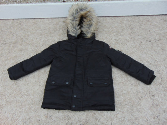 Winter Coat Child Size 5 Canadiana With Faux Fur Parka Made For The Snow And Cold Black Red