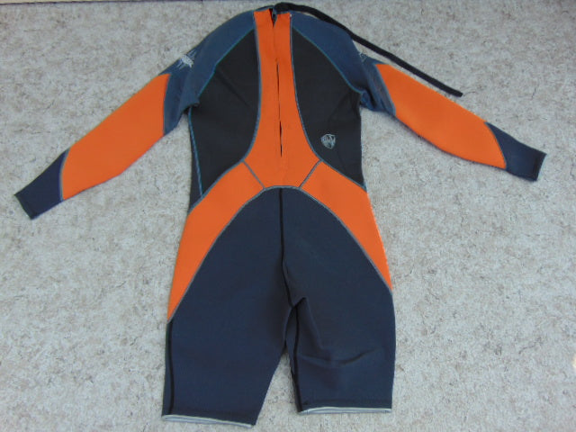 Wetsuit Men's Size Large Hyperlite Full Arms Short Legs Surf Suit 2-3 mm Neoprene Black Grey Orange