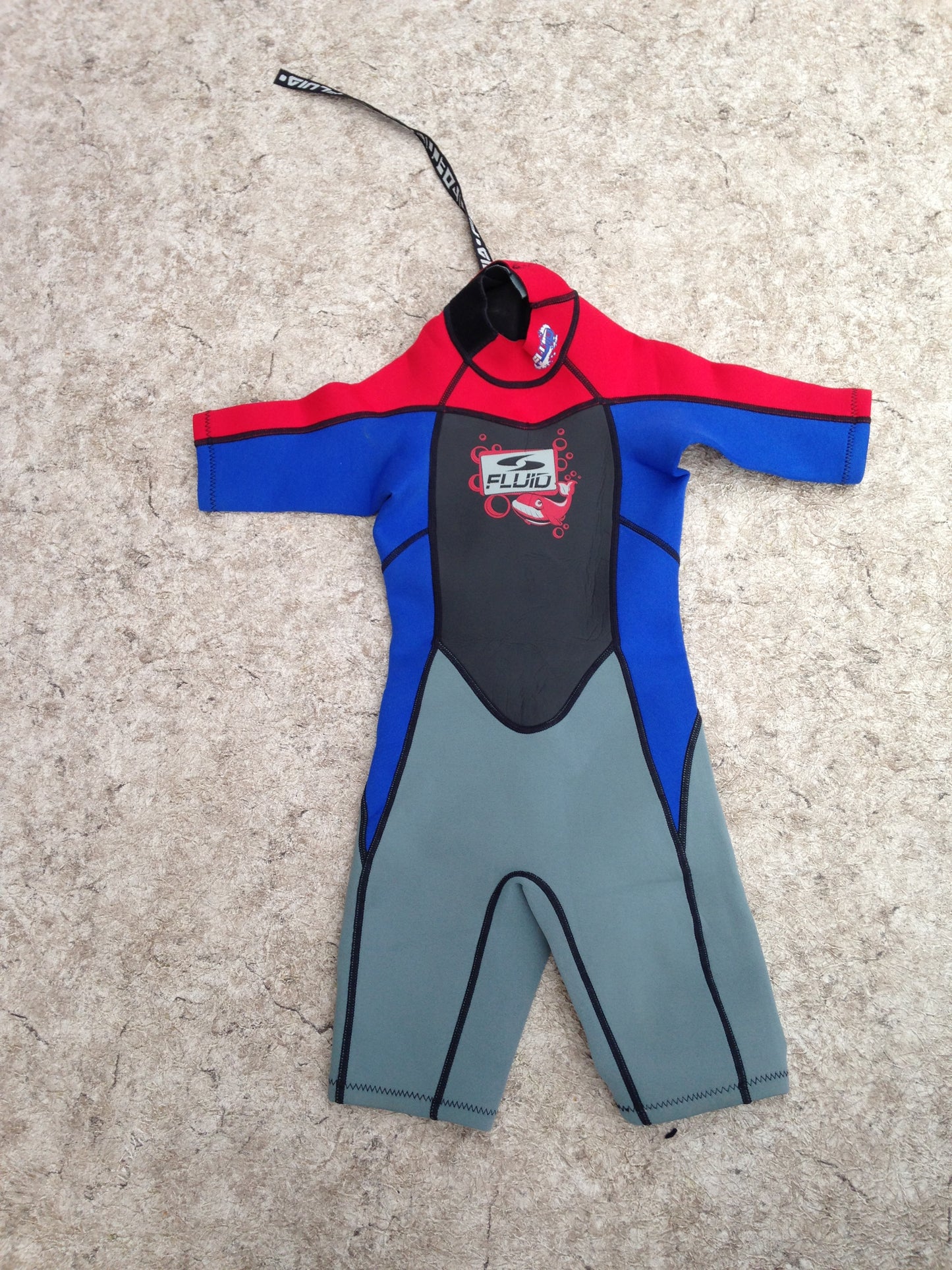 Wetuit Child Size 6 Fluid Grey Blue Red 2-3 mm Neoprene Excellent