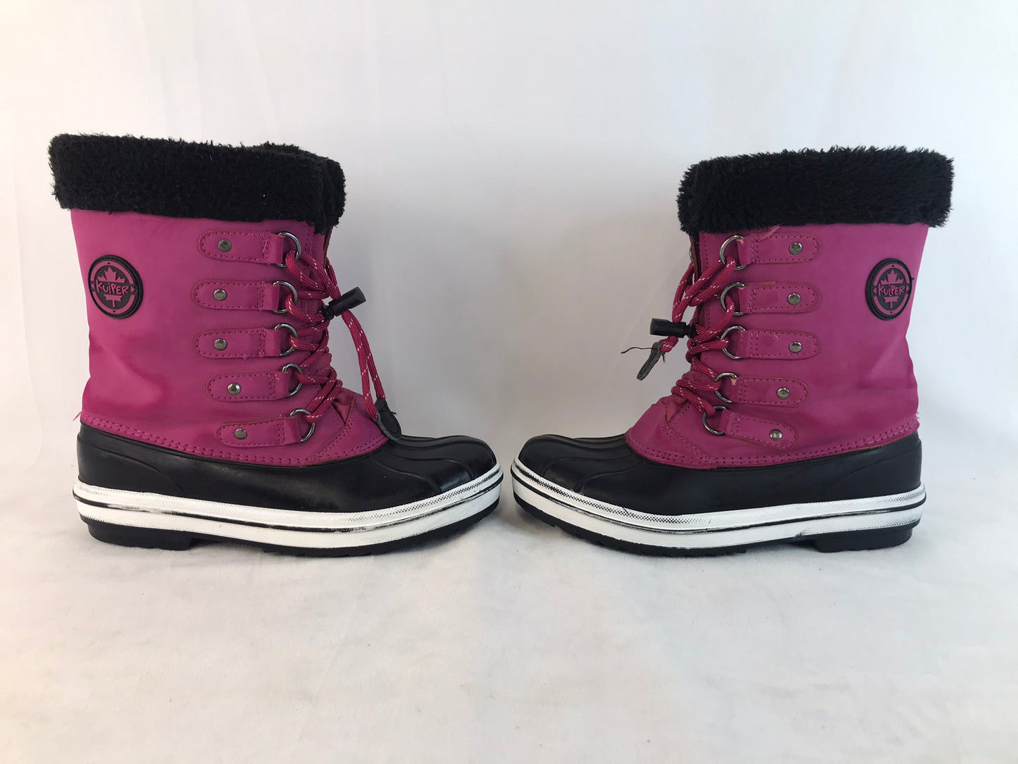 Winter Boots Child Size 4 Canadian Fushia Black Excellent