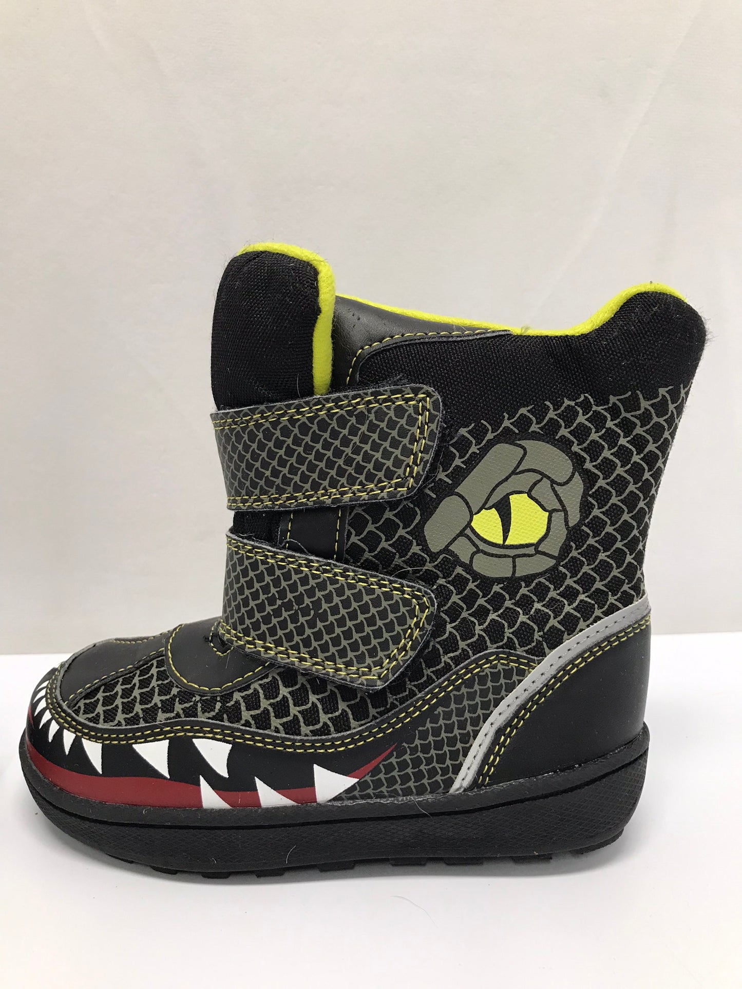Winter Boots Child Size 9 Toddler Dinosaur Black Lime