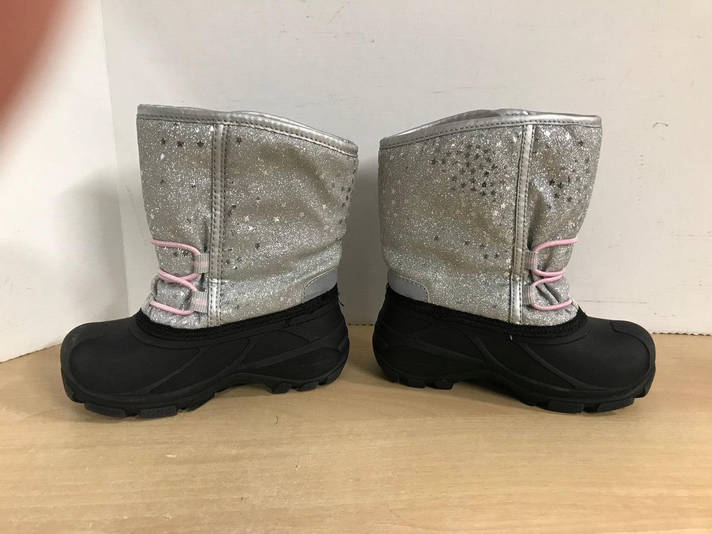 Winter Boots Child Size 9 Toddler Ice Fields Waterproof Silver Glitter Excellent As New