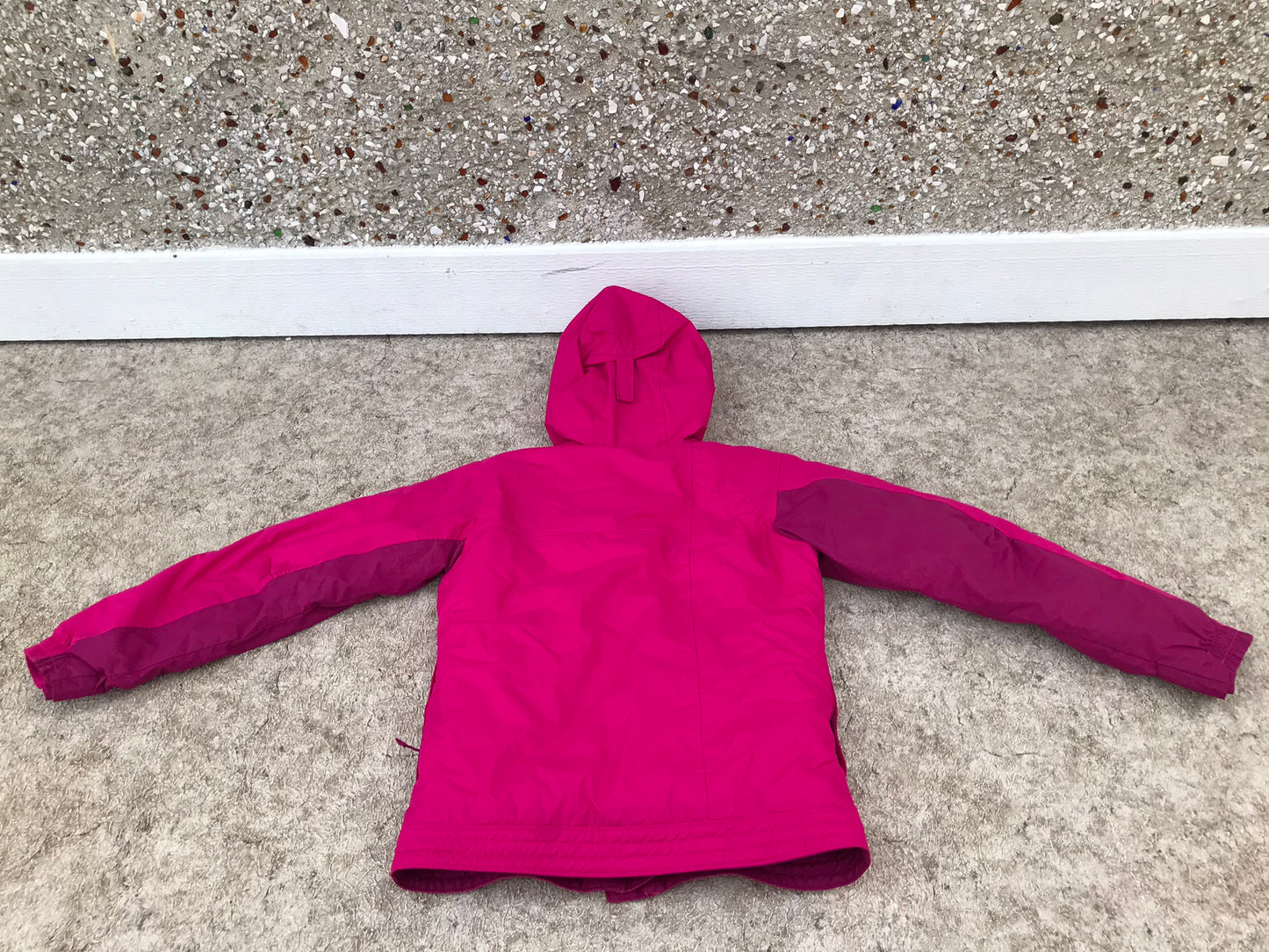 Winter Coat Child Size 10-12 Columbia Fushia With Snow Belt As New