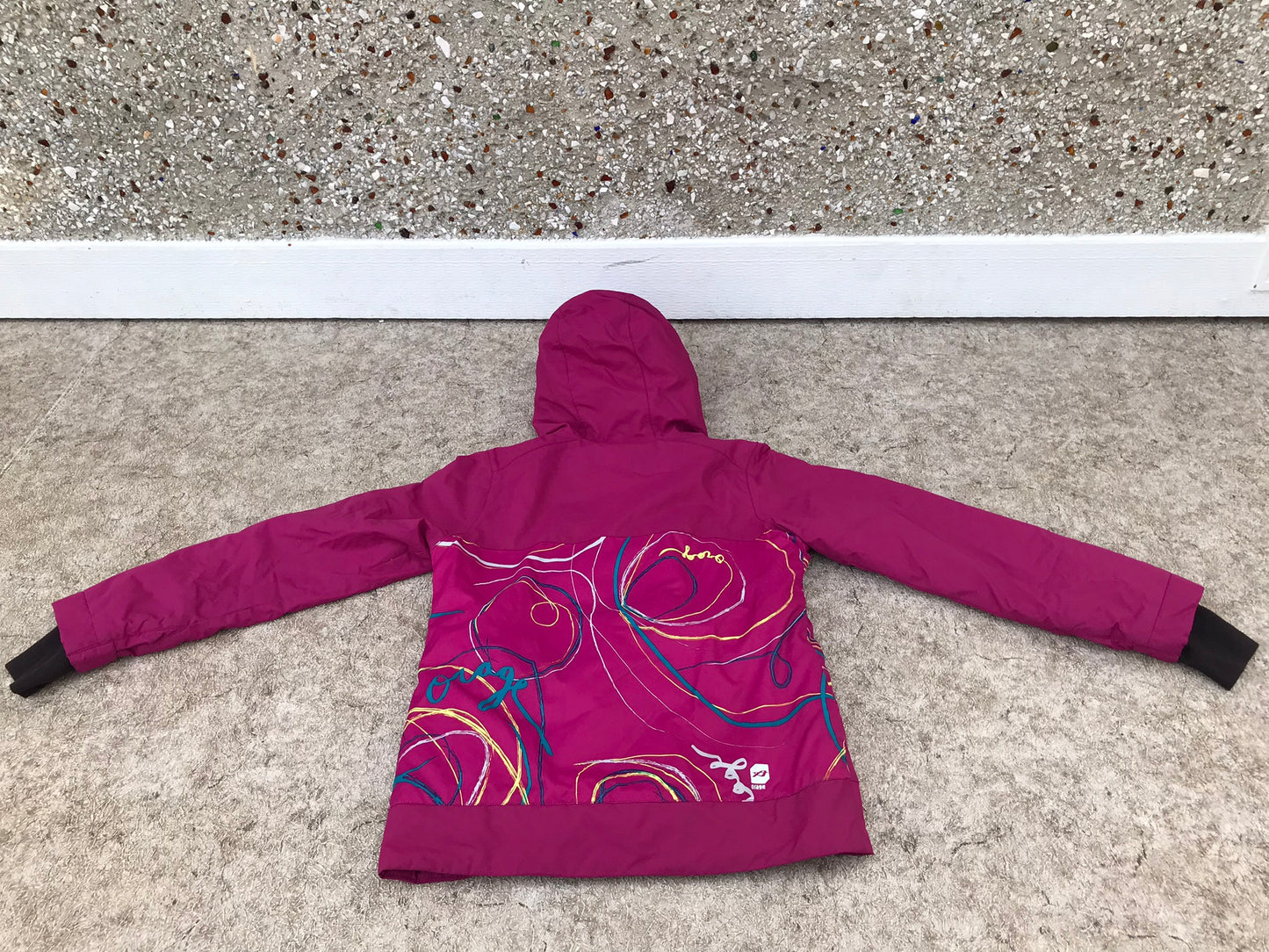 Winter Coat Child Size 12 Orage Raspberry Black And Snow Belt