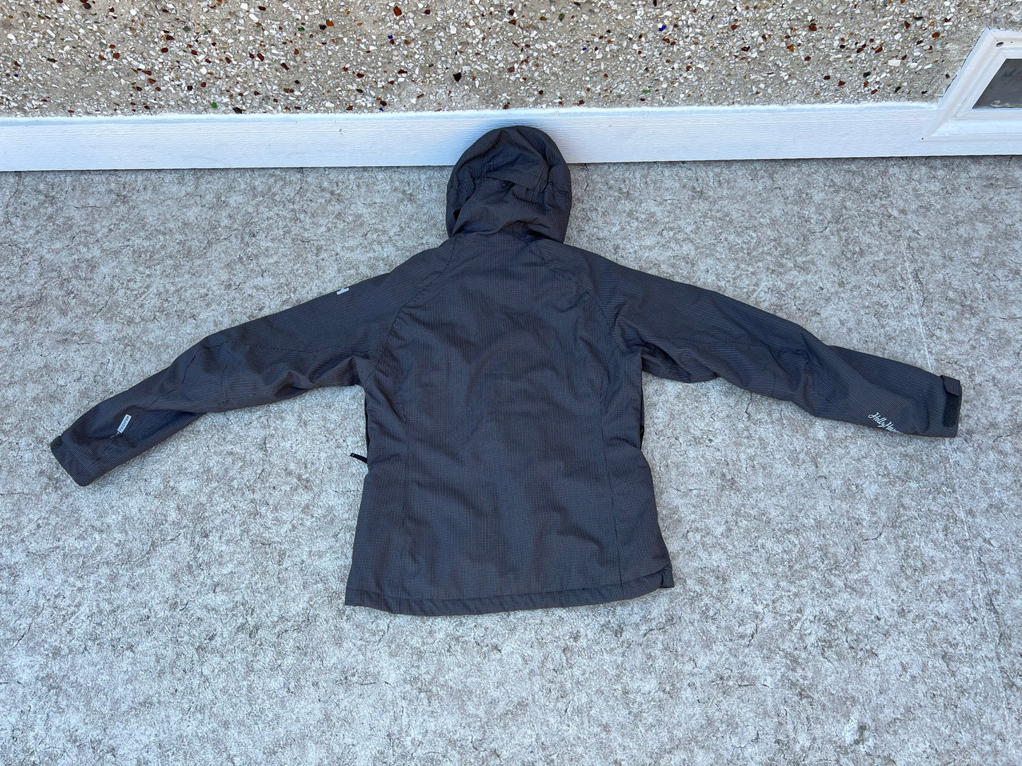 Winter Coat Ladies Size Medium Helly Hansen Waterproof Ski Coat With Snow Belt Black Grey Excellent