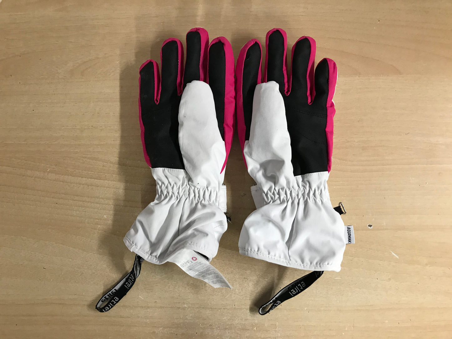 Winter Gloves and Mitts Child Size 12-14 Etirel Aquamax White Pink Black Excellent