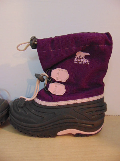 Winter Boots Child Size 11 Sorel Purple Pink With Liner