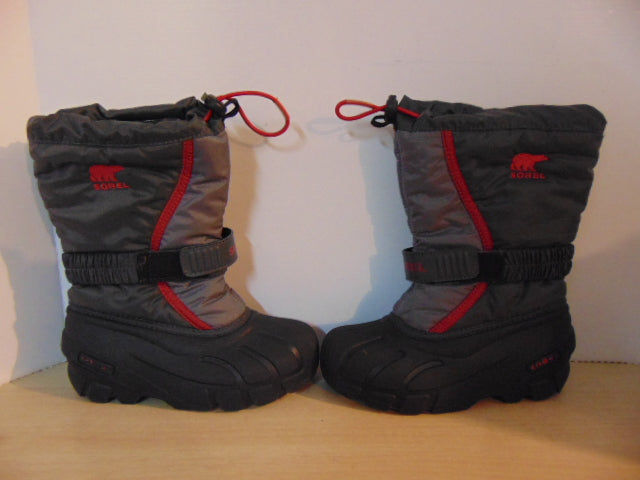 Winter Boots Child Size 13 Sorel Grey Red With Liner Excellent