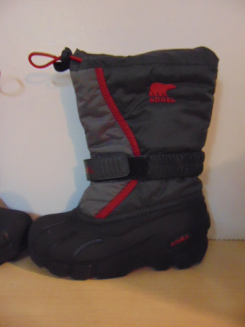 Winter Boots Child Size 13 Sorel Grey Red With Liner Excellent
