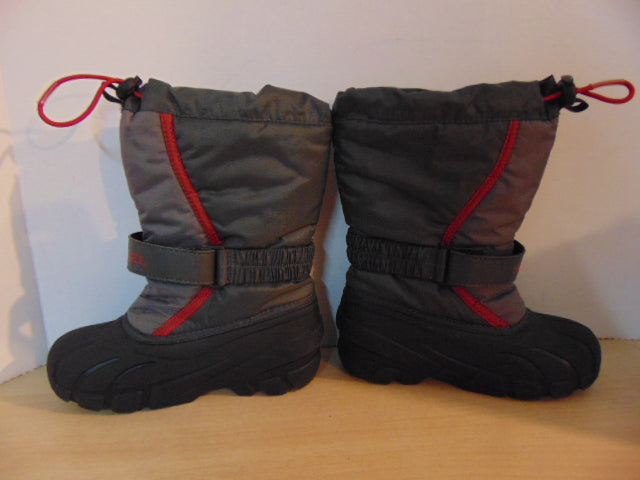 Winter Boots Child Size 13 Sorel Grey Red With Liner Excellent