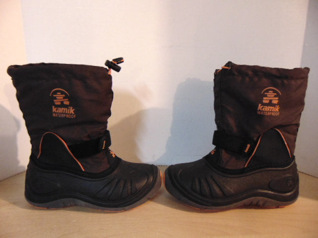 Winter Boots Child Size 1 Kamik Brown and Orange With Liner Excellent KidsStuffCanada