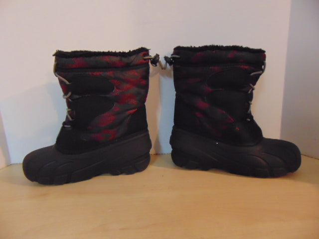 Winter Boots Child Size 2 Sorel Black Red With Liner