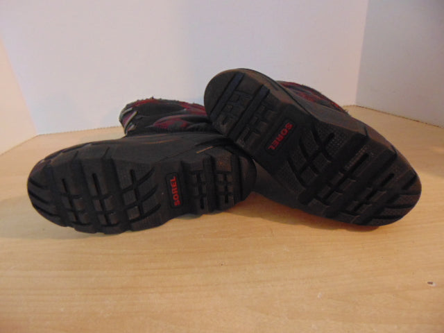 Winter Boots Child Size 2 Sorel Black Red With Liner