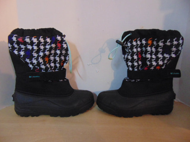 Winter Boots Child Size 5 Youth Columbia Multi Print and Black With Liners New Demo Model