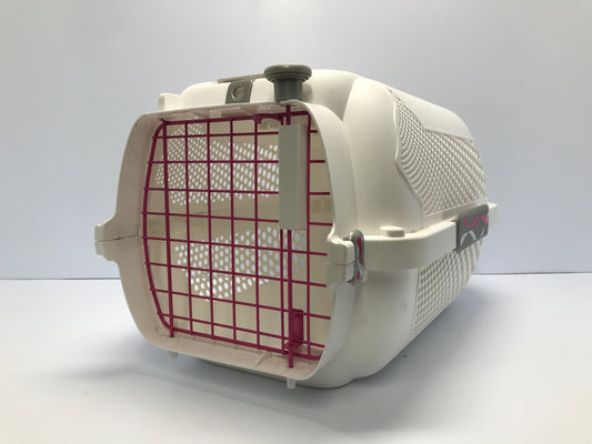 16in 0-12 Lbs Cat Dog Puppy Carrier Kennel Crate White PInk Excellent