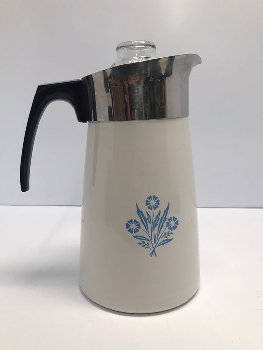 1959-1960 Vintage Corning Ware Blue Cornflower Insulated Large 9 cup Percolator coffee pot Like New