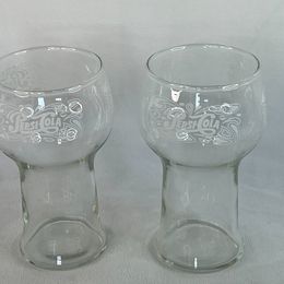 Cottage Set of 2 Vintage 1970's Pepsi - Cola Beer Glasses Excellent Condition RARE