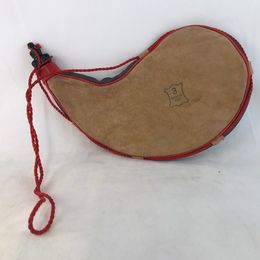 Cottage Vintage Suede Leather Wine/Water Bag Flask Made in Spain with Red Rope
