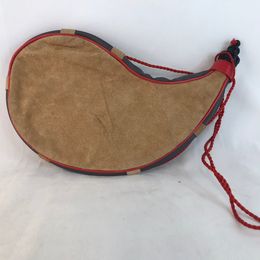 Cottage Vintage Suede Leather Wine/Water Bag Flask Made in Spain with Red Rope