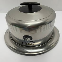 Cottage Vintage 1950's Diner Were Ever Aluminum Cake Plate With Lock in Lid Excellent Condition