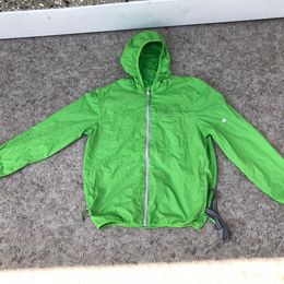 Rain Coat Jacket Child Size 10-12 Apple Green Outbound Folds Into Backpack Pouch