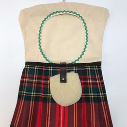 Cottage 1960's Vintage Clothes Peg Pin Laundry Bag Scottish Kilt 10x14 inch Mint Condition RARE