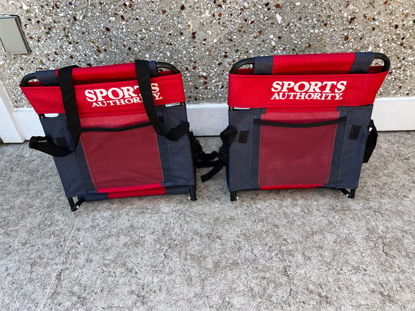 2 Camping Stadium Seats Bleacher Kayak Chairs with Backs & Cushion Folding Bonus Shoulder Straps