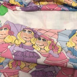 Vintage 1980's Toys Muppets Miss Piggy Kermit The Frog Cotton Twin Size Fitted Sheet RARE