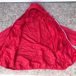 Rain Coat Jacket Child Size 14-16 RED  Outbound Folds Into Backpack Pouch