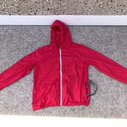 Rain Coat Jacket Child Size 14-16 RED  Outbound Folds Into Backpack Pouch