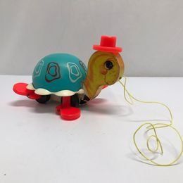 Vintage Toys1962 Fisher Price Toys Tip Toe Turtle Wood Plastic Pull Toy Large