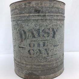 Grandma Antique Vintage Old Large Galvanized Daisy Oil Can 15x12x 2 inch With Water Spout Very RARE