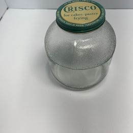 Grandma Vintage Glass Crisco Baking Jar No Chips or Cracks Outstanding Condition RARE