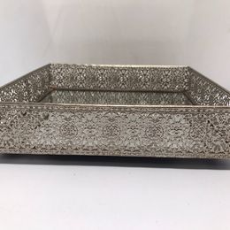 Cottage Vintage Metal Jewelry / Makeup Display Dresser Tray Amazing Quality 10x10x2.5"