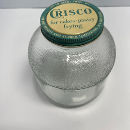 Grandma Vintage Glass Crisco Baking Jar No Chips or Cracks Outstanding Condition RARE