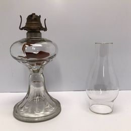 Grandma Antique Vintage 19" Hurricane Glass Oil Lantern With Wick Mint Condition
