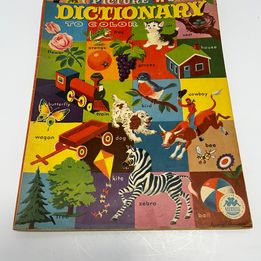 Grandma's 1951 Children's Vintage Toys Merrill Picture Wood Dictionary Large Book RARE