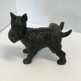 Cottage Vintage Cast Iron Door Stopper Dog Naughty Scottish Terrier 8" Lifting Leg Doing Business