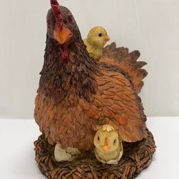 Cottage Outdoor Garden Farm Decoration Chicken Rooster Baby Chicks Heavy Hard Plastic 12x12"