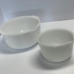 Cottage Vintage 1960's Set 2 Pure White Glass Bake Sunbeam Mixing Bowls Like New No Chips or Marks