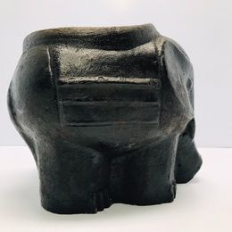Grandma Antique Clay Pottery Elephant Planter Very RARE Handmade 8x10"