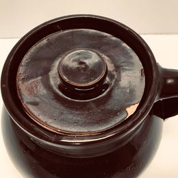 Grandma Antique Large Pottery Bean Pot Holds 4 Quarts Old and Well Cared For
