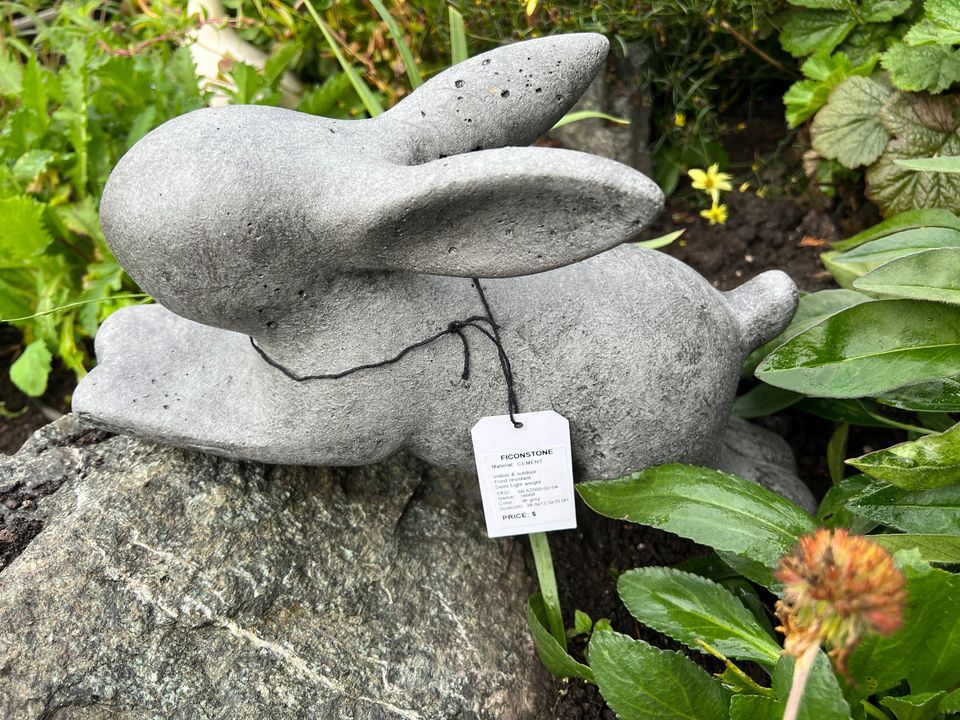 NEW Easter Outdoor Large 15x8x5" Concrete Garden Decorations Friend Bunny Rabbit Blonde and Dark