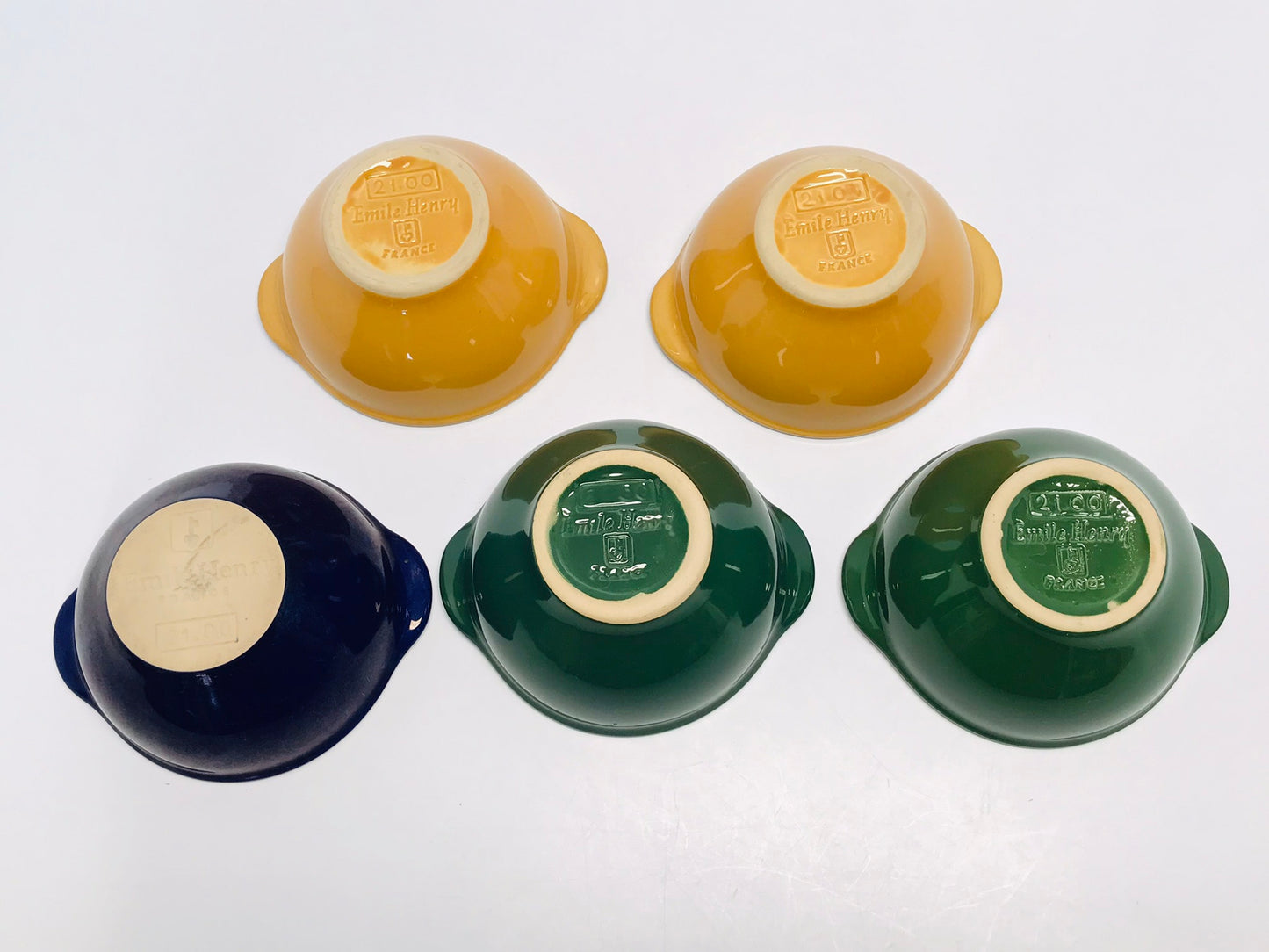 5 Emile Henry Pottery 8 oz  Cereal Bowls